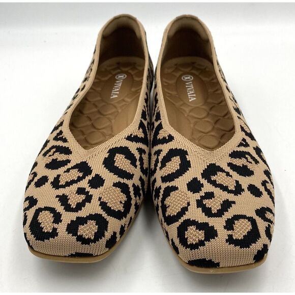 VIVAIA Womens Margot 2.0 Square Toe Flat Shoes Leopard Print Slip-On Size 8 - Picture 2 of 8